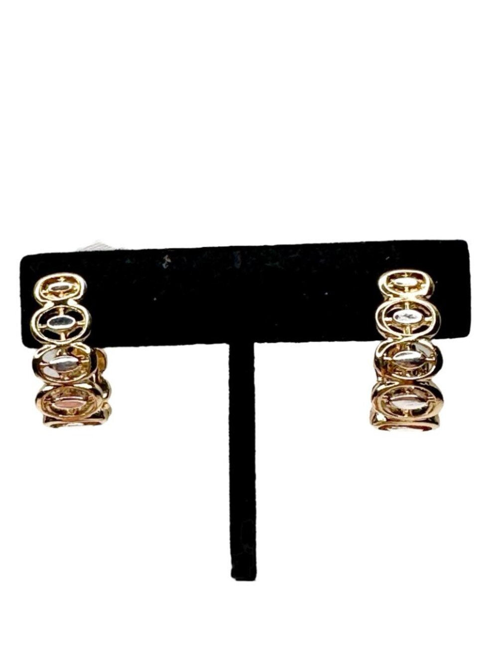 Napier Earrings Open Oval Pattern Design Hoop Gold Silver Toned Clip Vintage HMN - Picture 6 of 14